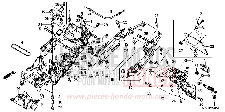 GARDE-BOUE ARRIERE de VFR1200X "Crosstourer" Méca DEGITAL SILVER METALLIC (NHA30) 2012